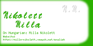 nikolett milla business card